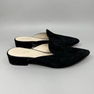 Cole Haan Womens Black Suede Piper Mule Slip On Preppy Pointed Toe Size 6.5B